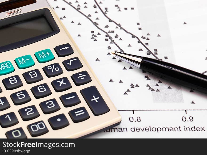 Financial charts and graphs on the table