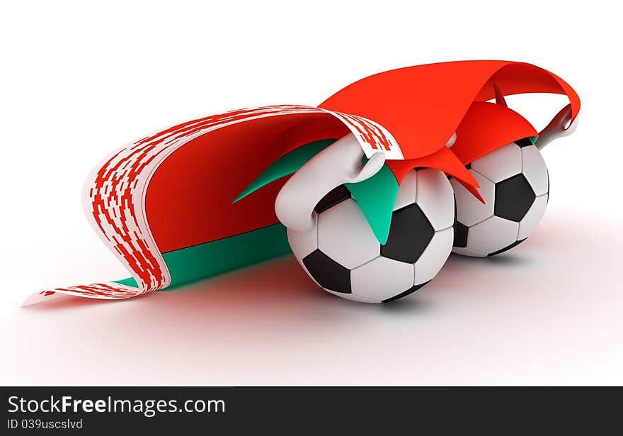 3D cartoon Soccer Ball characters with a Belarus flag. 3D cartoon Soccer Ball characters with a Belarus flag.