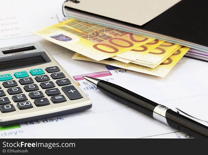 Financial charts and graphs on the table