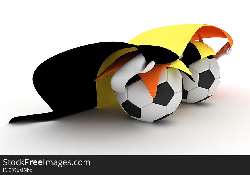 Two soccer balls hold Belgium flag