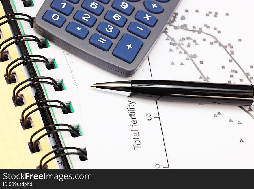 Financial charts and graphs on the table