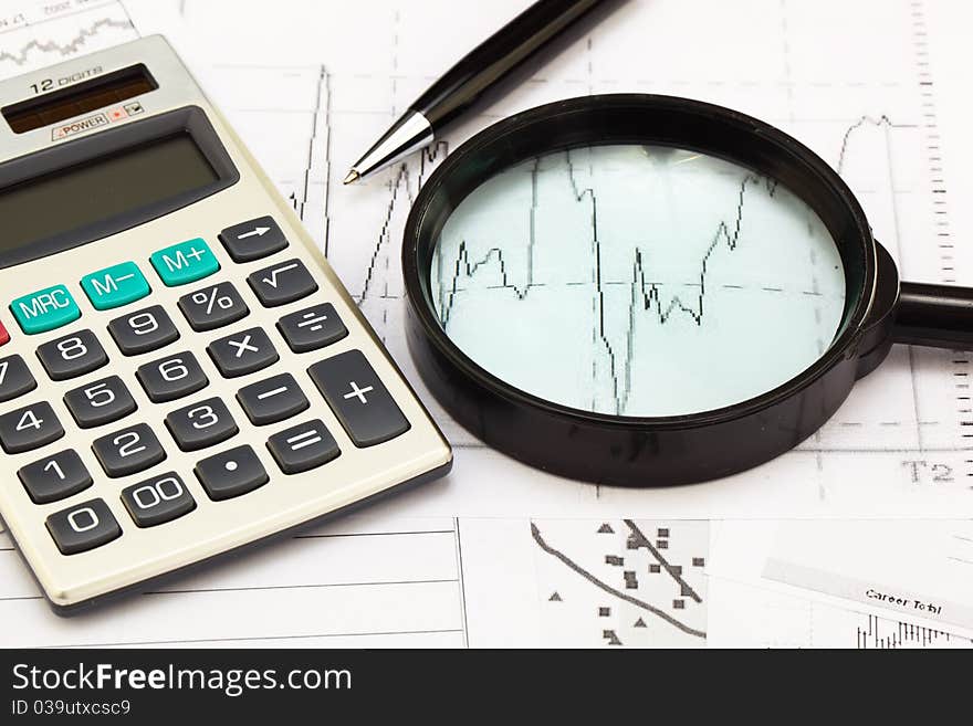 Financial charts and graphs on the table