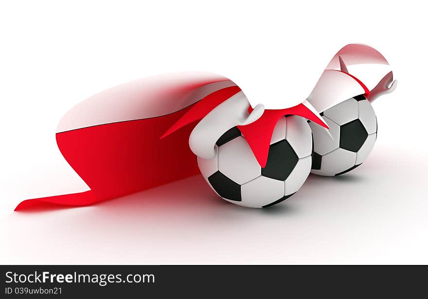 3D cartoon Soccer Ball characters with a Poland flag. 3D cartoon Soccer Ball characters with a Poland flag.