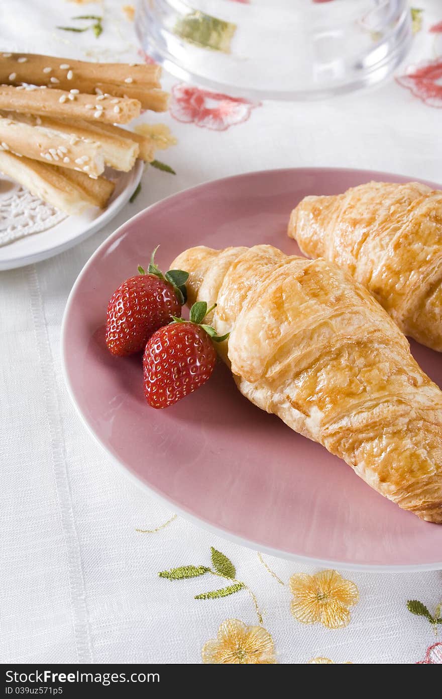 A plate of croissants