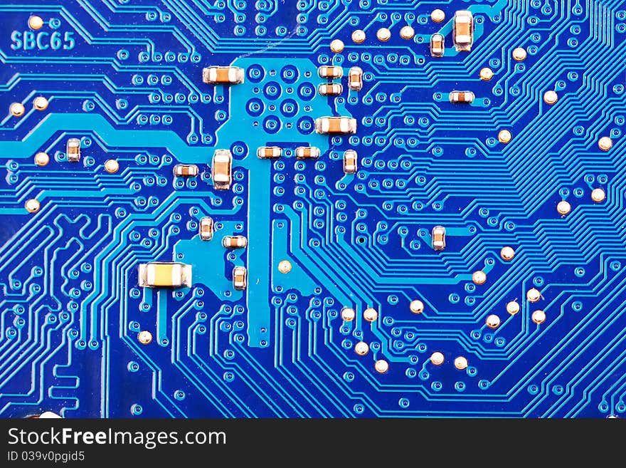 Close up of computer circuit board in black. Close up of computer circuit board in black