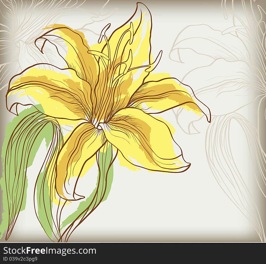 Abstract background with decorative lily