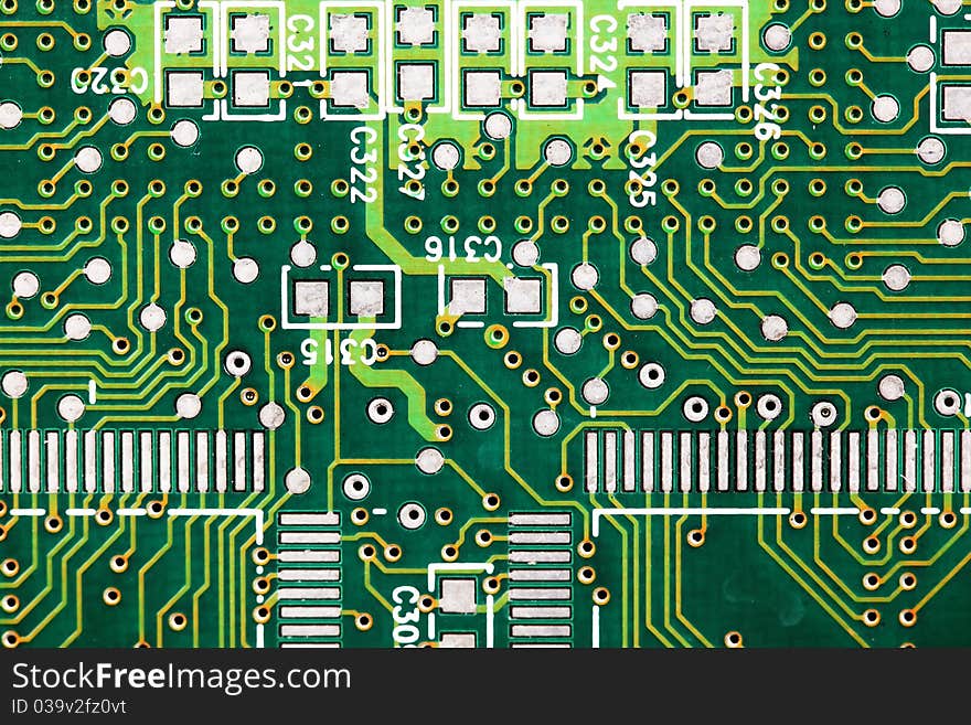 Close up of computer circuit board in black. Close up of computer circuit board in black