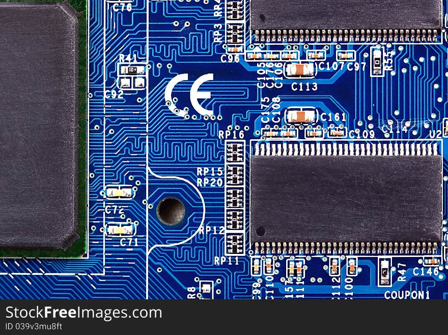 Close up of computer circuit board in black. Close up of computer circuit board in black