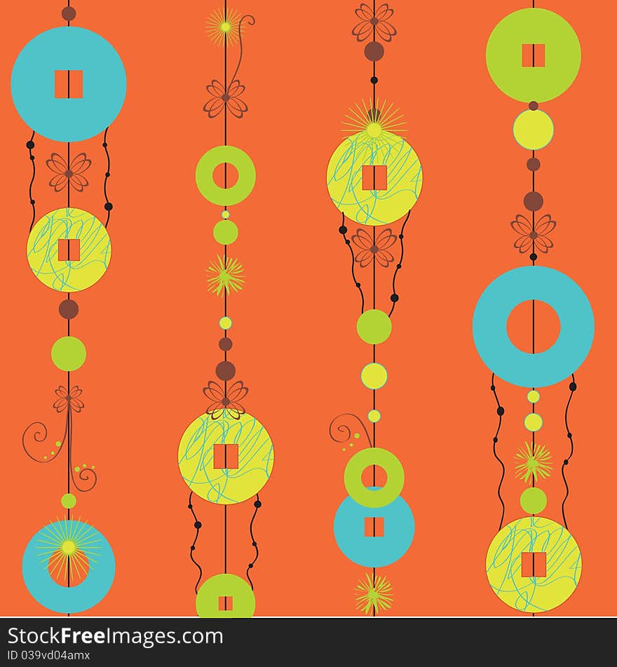 Vector Illustration of Decorative Wind Chimes with authentic ornament design