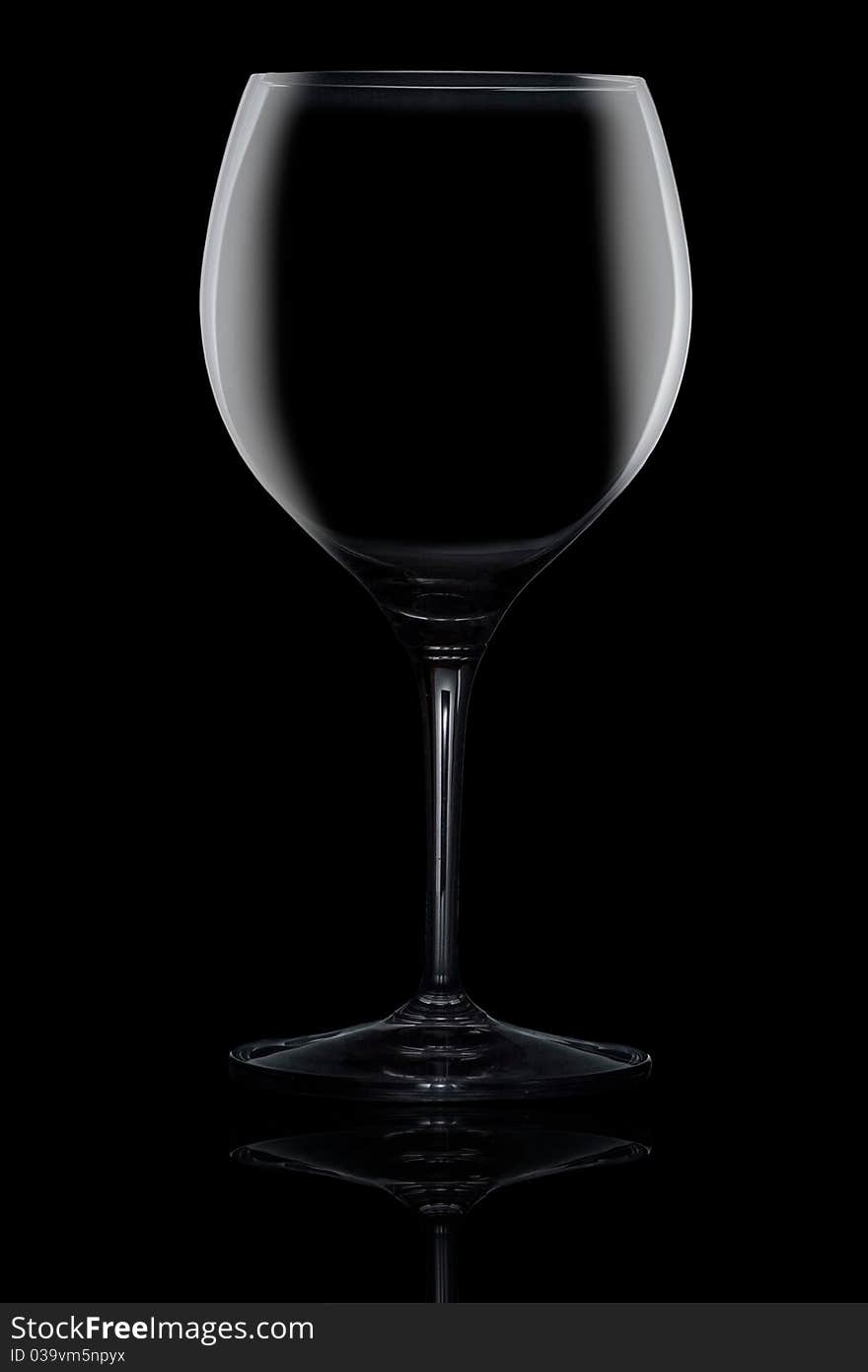 A wine glass isolated on black background