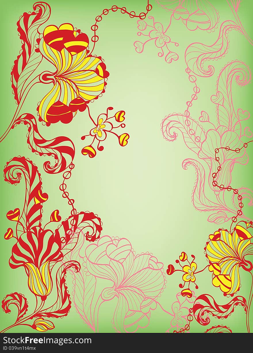 Abstract background with decorative flowers