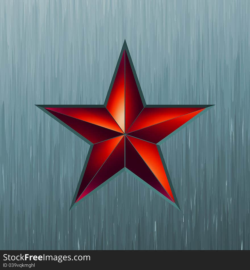 Vector illustration of a red star on steel background (Day of a victory). EPS 8 file included. Vector illustration of a red star on steel background (Day of a victory). EPS 8 file included