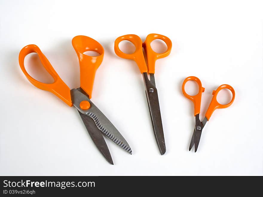 This is a photo from three different size scissors. This is a photo from three different size scissors.