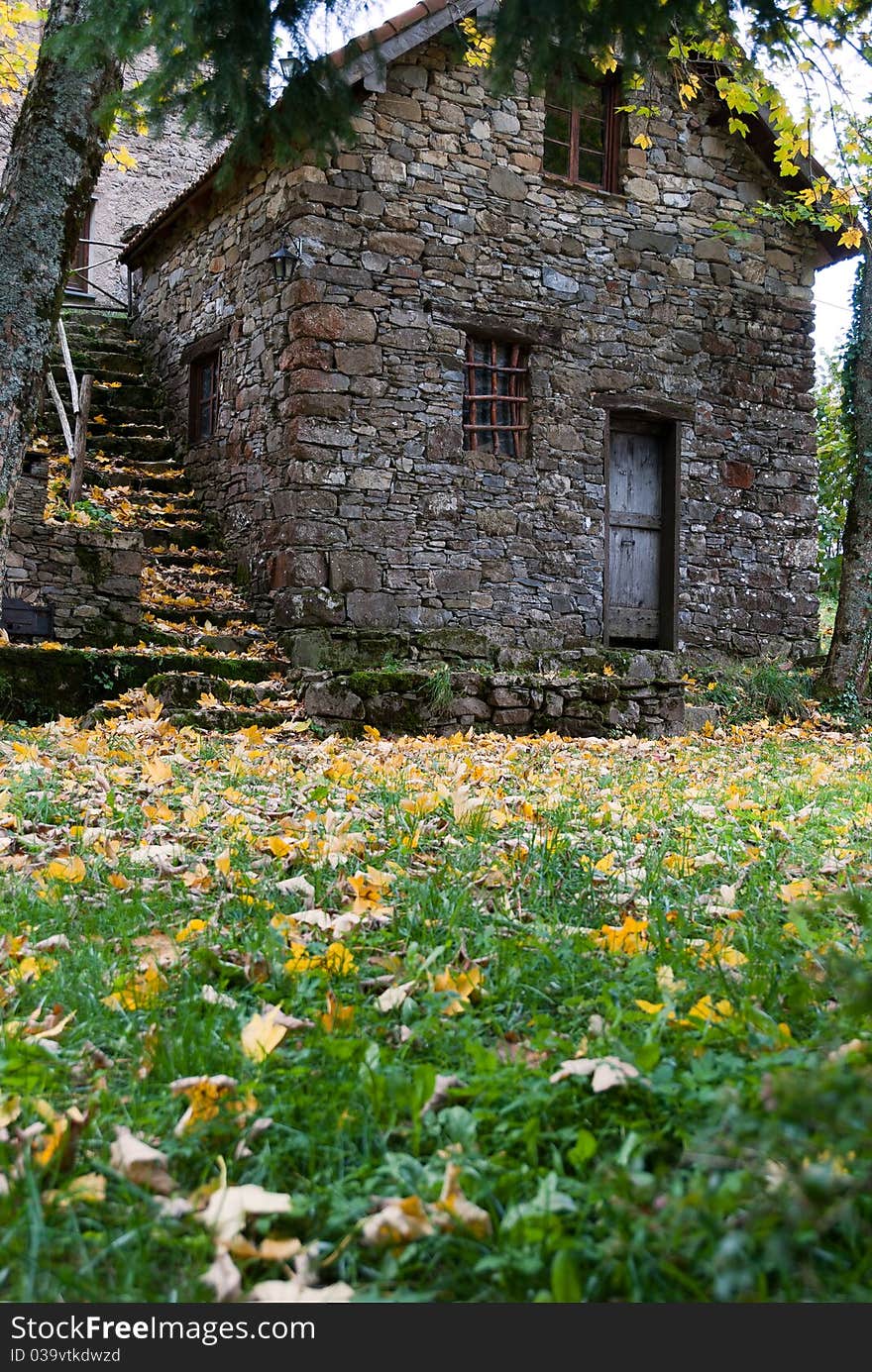 Ancient ruins and garden-scale fall. Ancient ruins and garden-scale fall