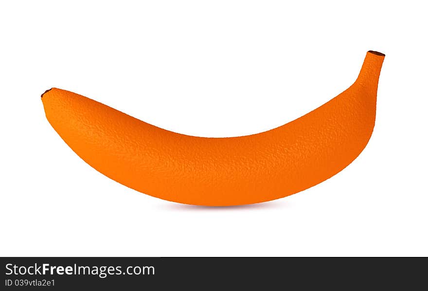 One 3d render of a banana mixed with an orange. One 3d render of a banana mixed with an orange