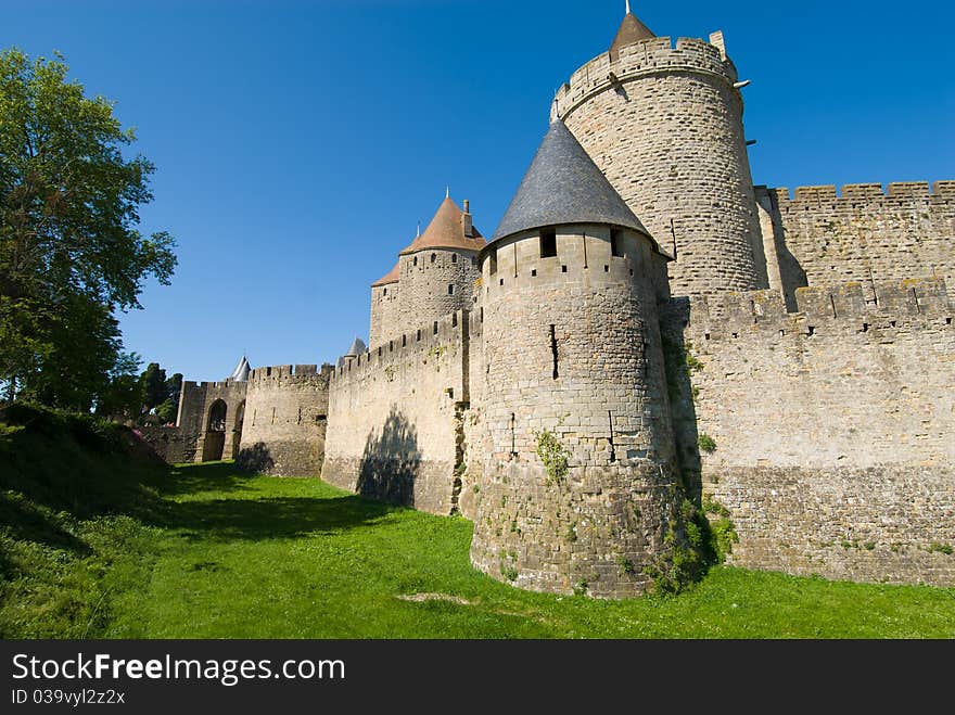 Tower And Moat Of Carcassonne Chateau