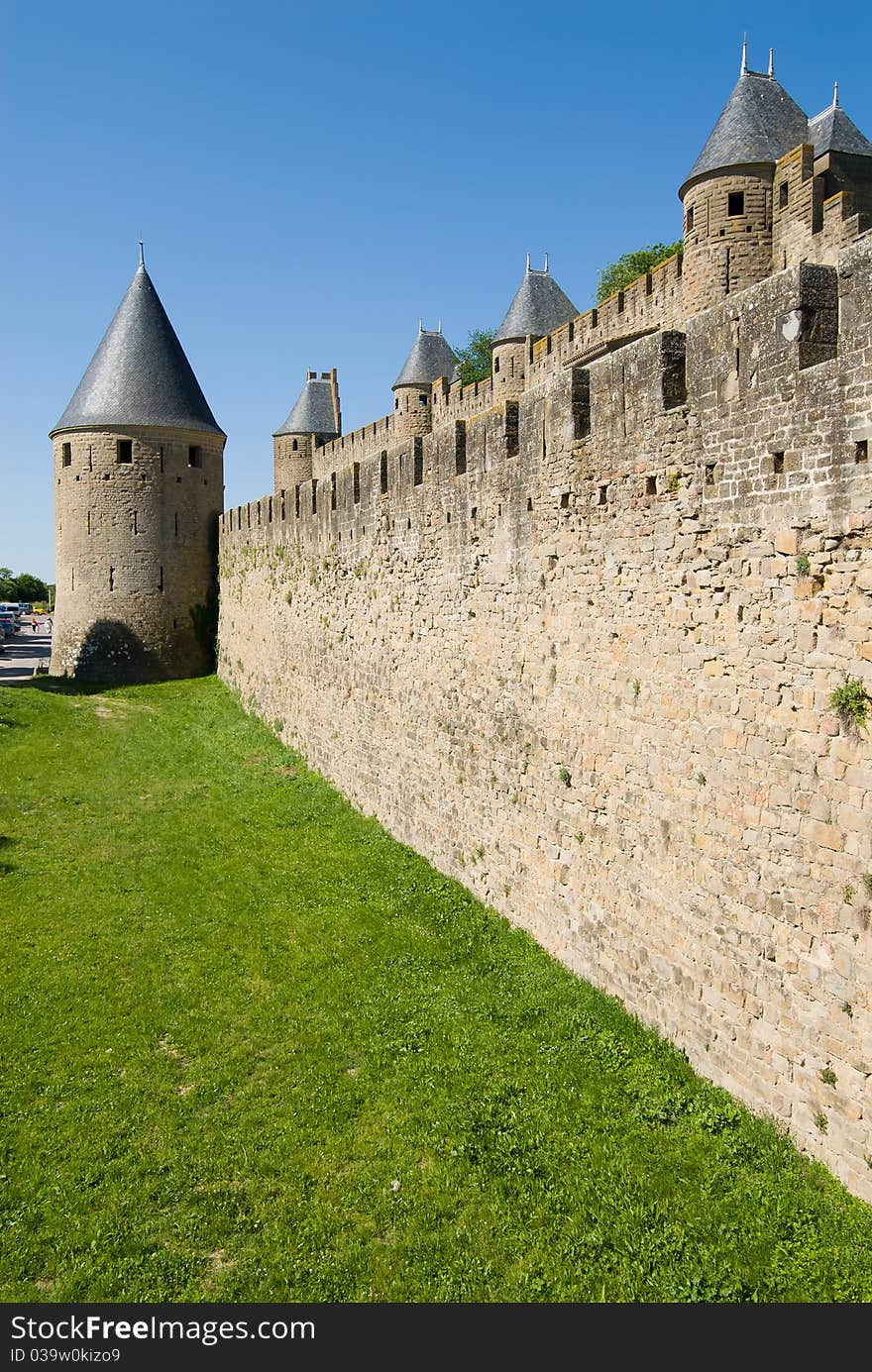 Tower And Moat Of Carcassonne Chateau