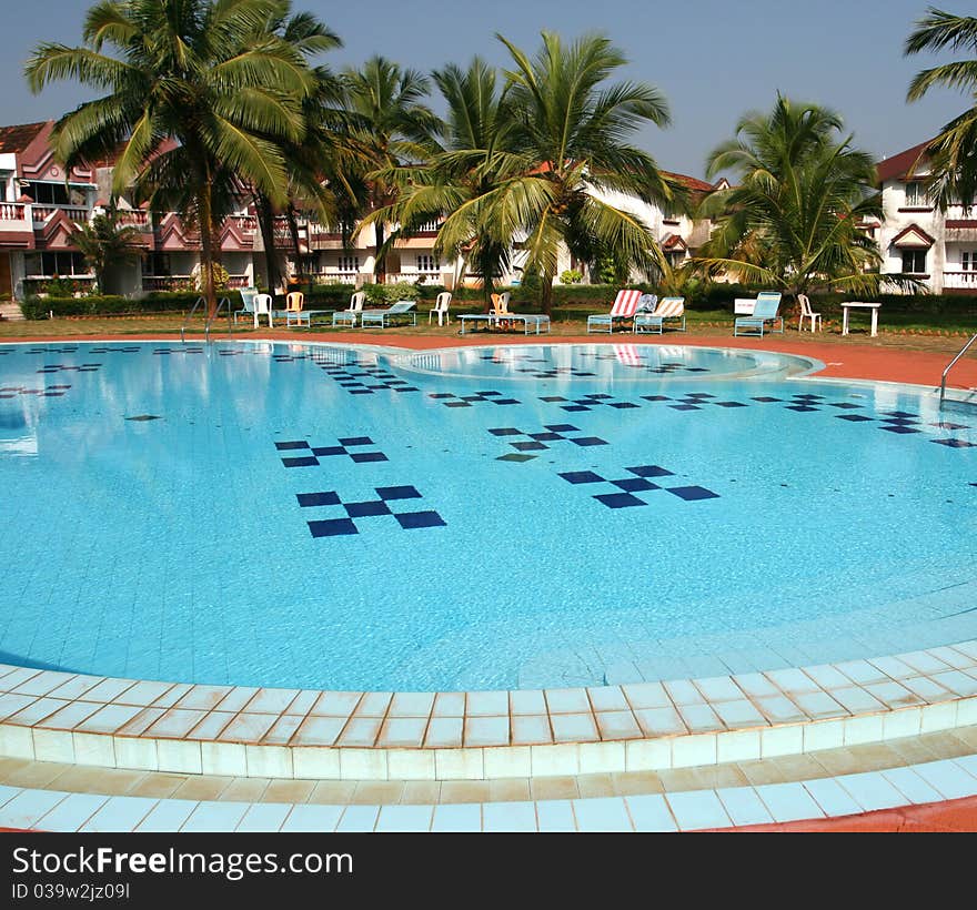 Houses and swimming pool with crystal clear water. Houses and swimming pool with crystal clear water