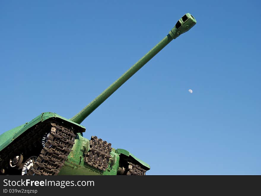 Tank against the blue sky. Tank against the blue sky