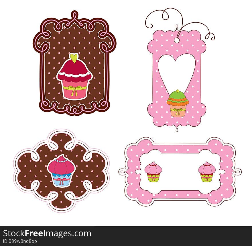 Stickers and tags design with muffins