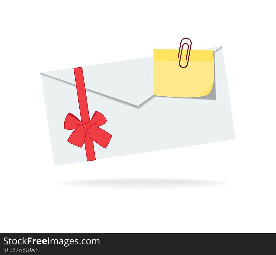 Letter with a sticker note and red bow