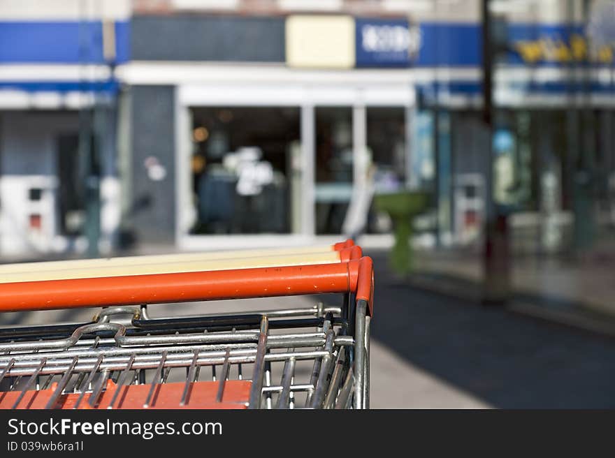 Shopping baskets in an empty city