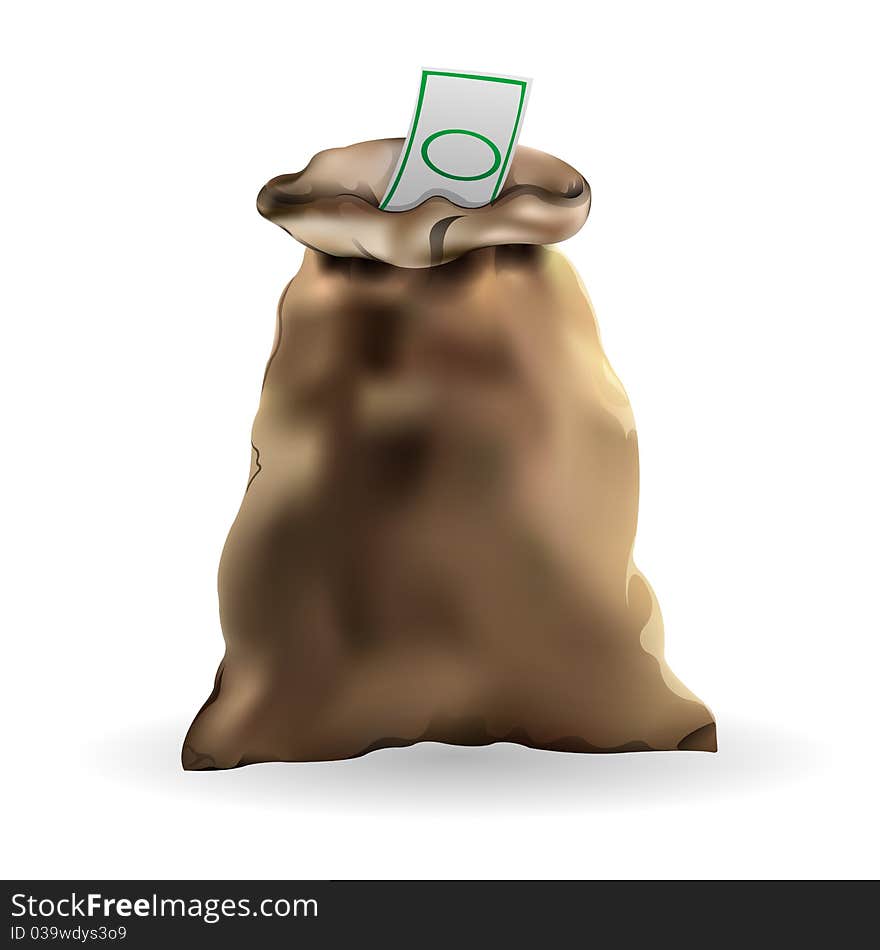 Illustration of money bag on white background