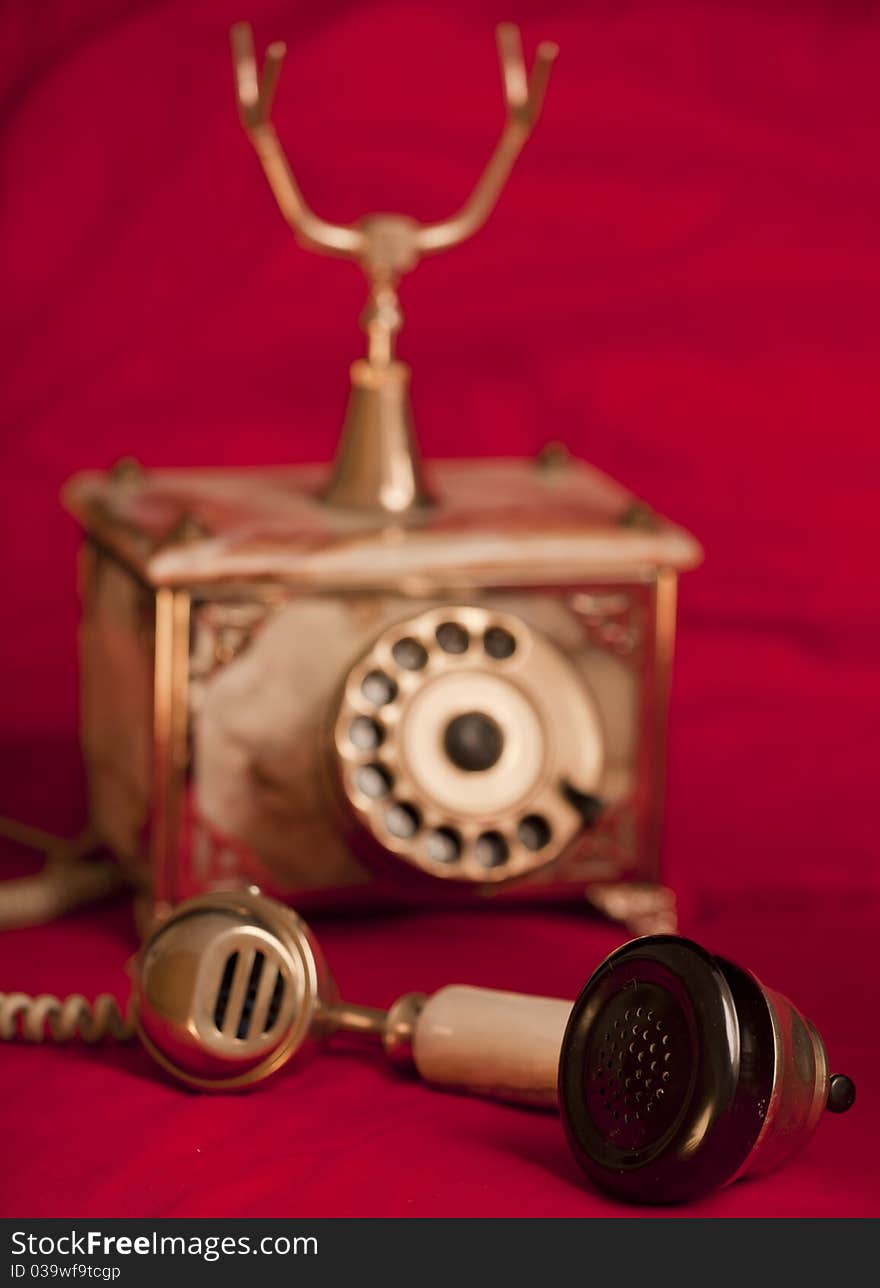 An ancient marble phone used in the past. An ancient marble phone used in the past