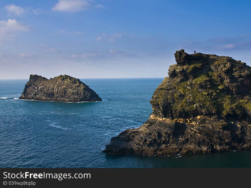 View out to sea from the mouth of the harbour at Boscastle. View out to sea from the mouth of the harbour at Boscastle