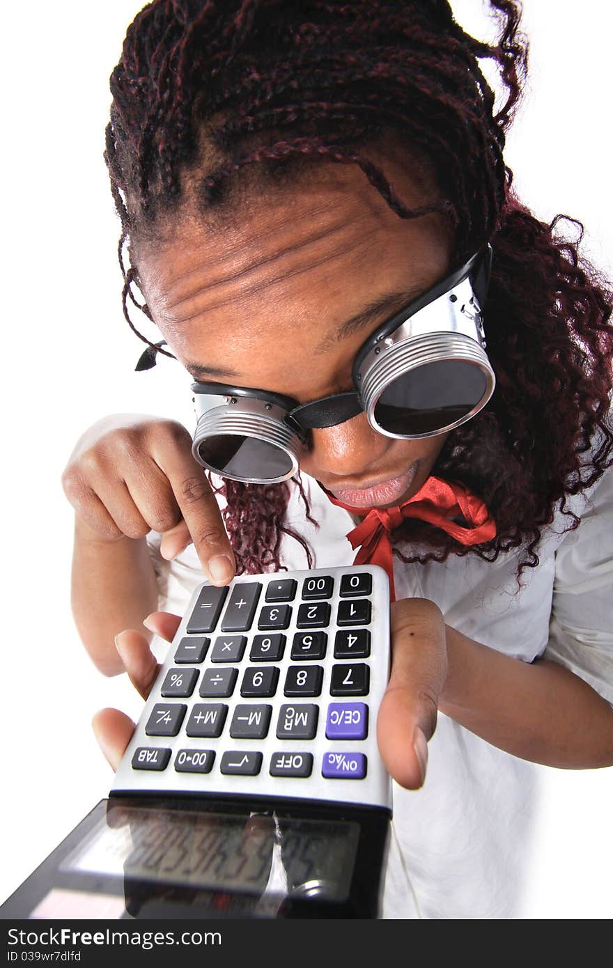 Afro American With Calculator