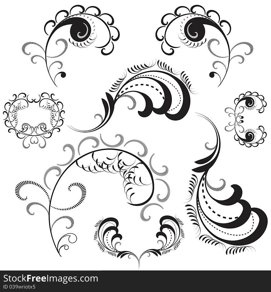 Set of floral design elements. Vector eps10 illustration