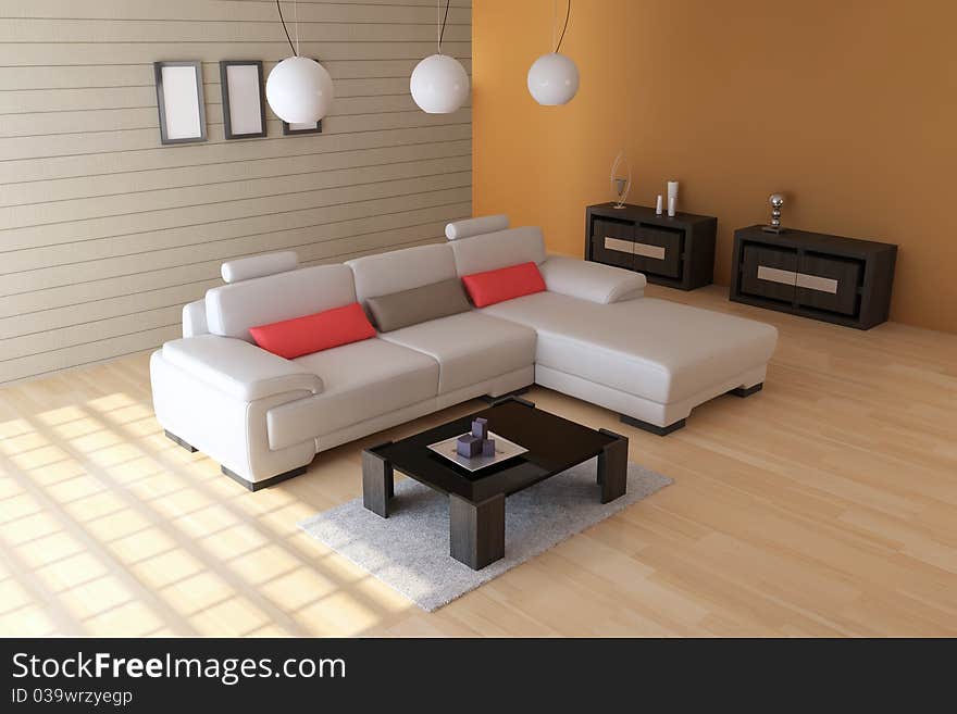 The 3d rendering indoor sitting room. The 3d rendering indoor sitting room