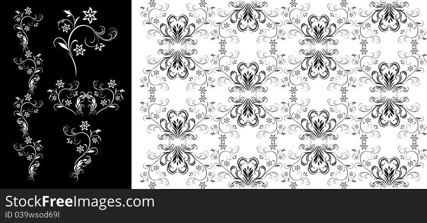 Decorative retro background and elements for design. Illustration. Decorative retro background and elements for design. Illustration