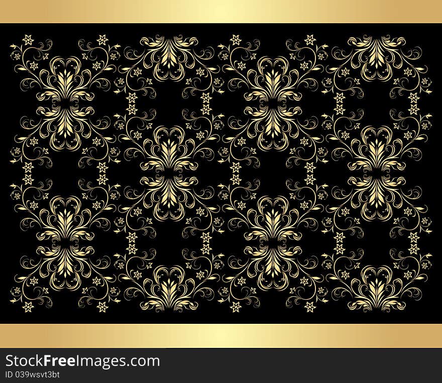 Retro background. Golden isolated on the black