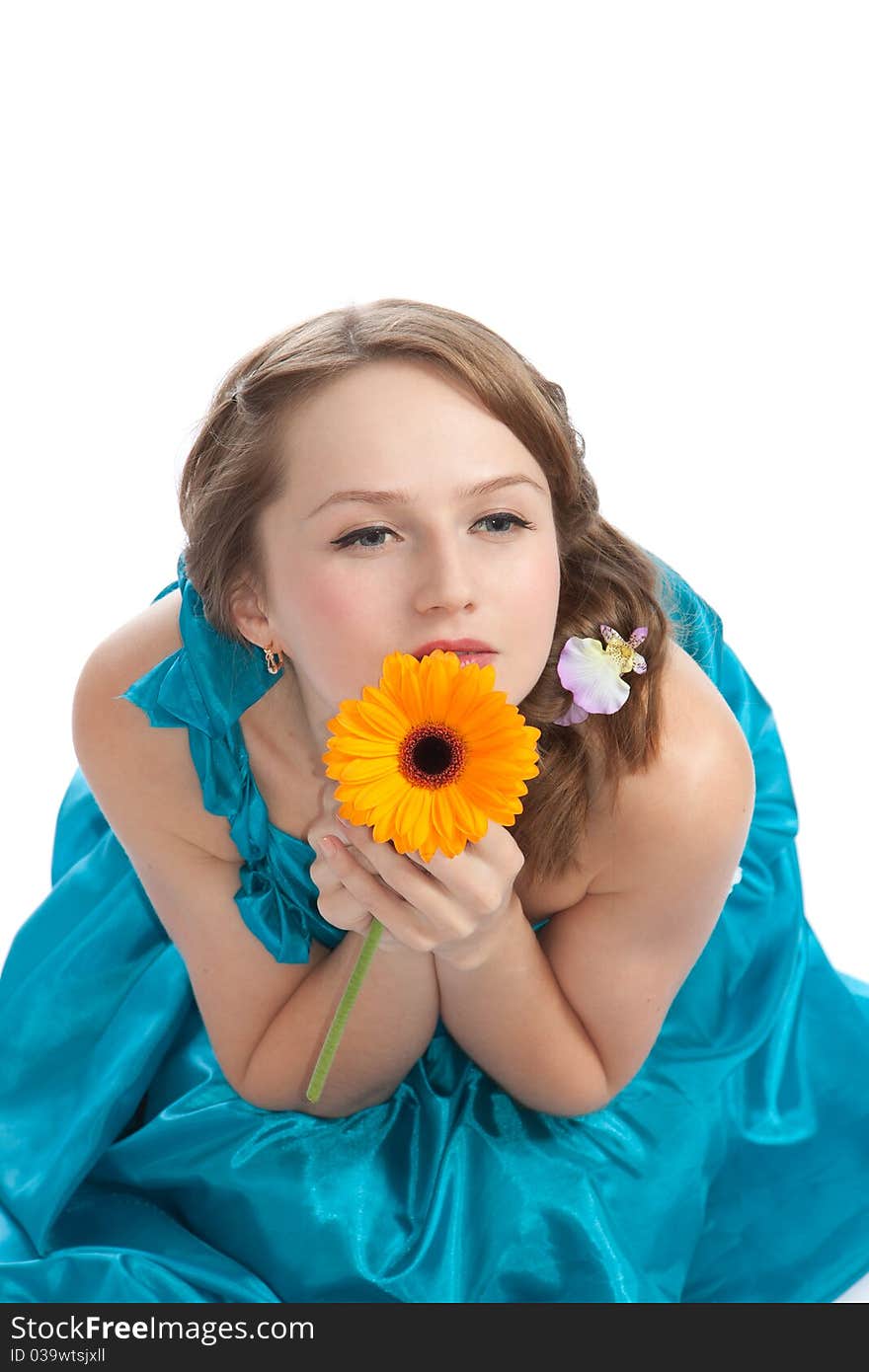 Young beautiful woman with flower. Young beautiful woman with flower