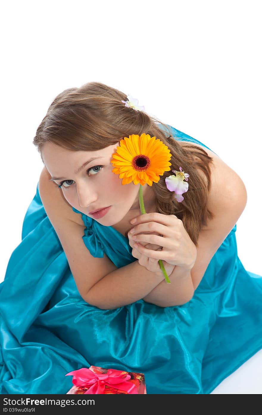 Young beautiful woman with flower. Young beautiful woman with flower