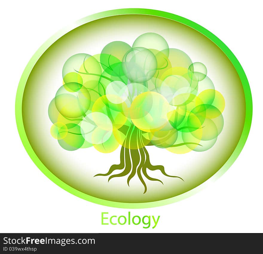 Abstract tree from circles. Ecological background.