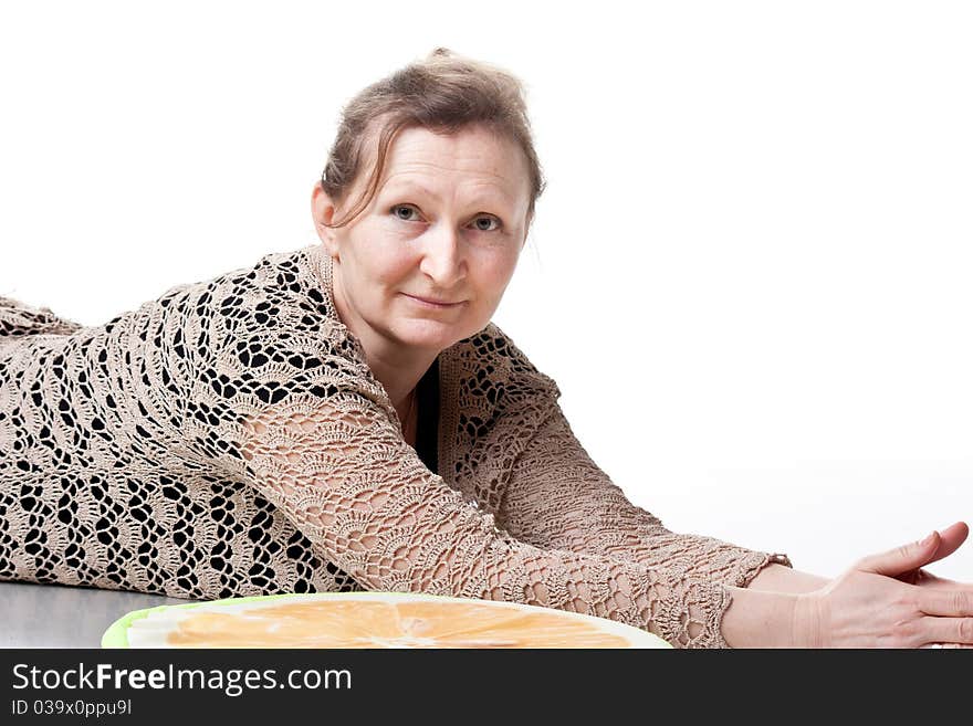 Portrait of an elderly woman isolated on white