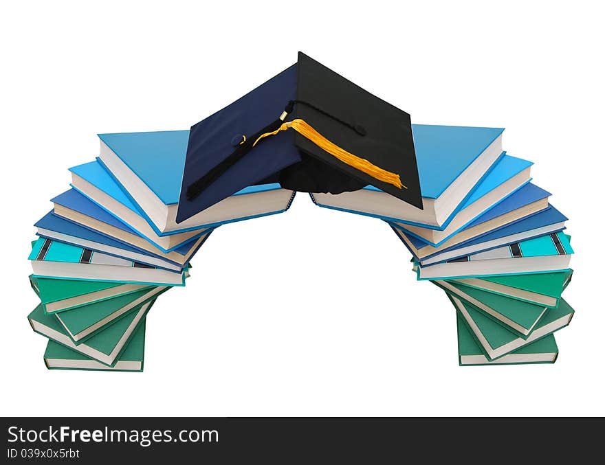 Row of books isolated on a white background