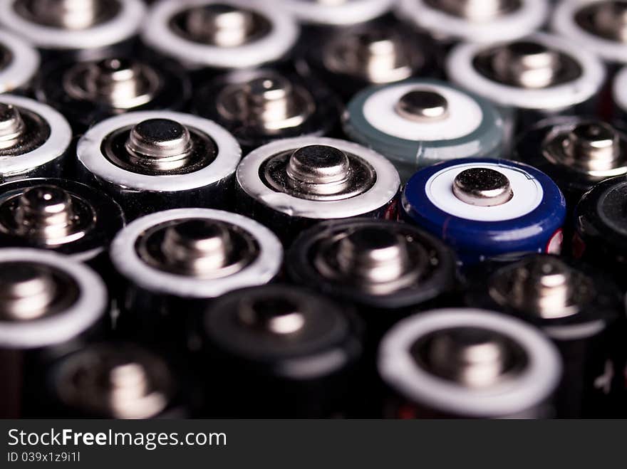 Many batteries at an angle from above