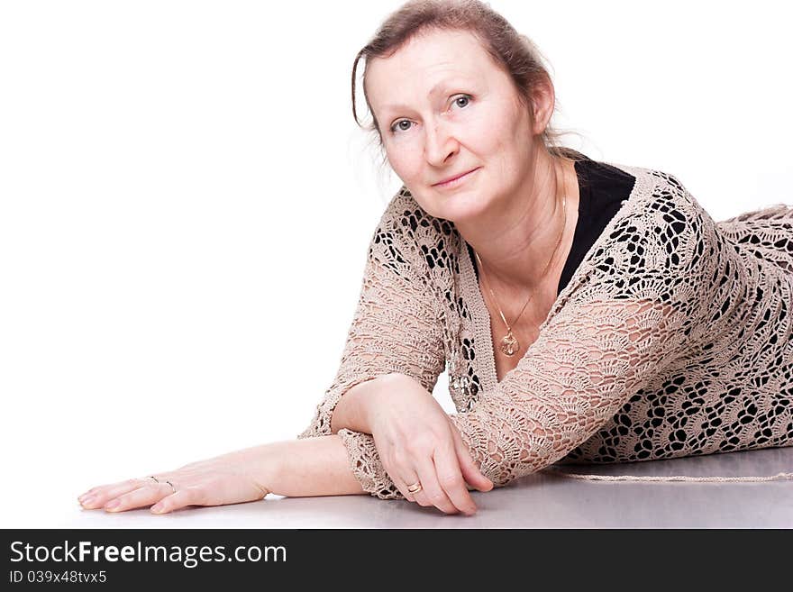 Portrait of an elderly woman isolated on white