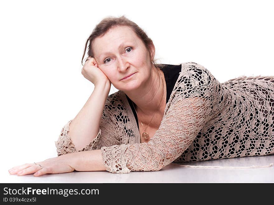 Portrait of an elderly woman isolated on white