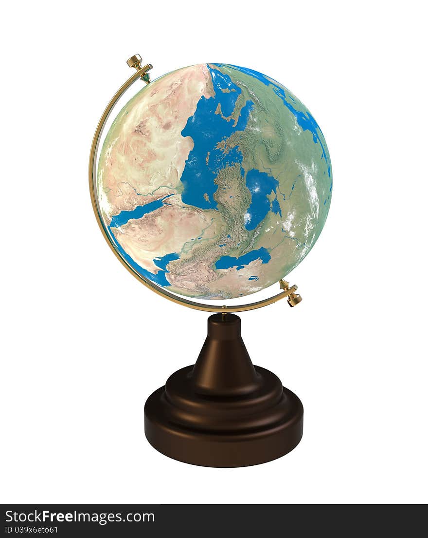 Globe with the gold holder on a support. Globe with the gold holder on a support