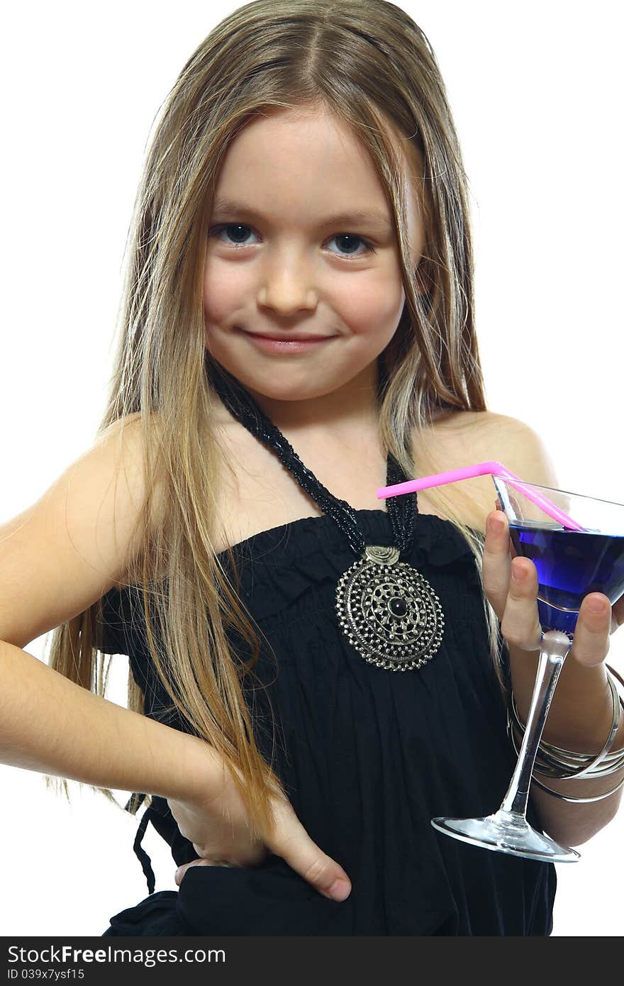 Portrait of cute little girls with drink. Portrait of cute little girls with drink