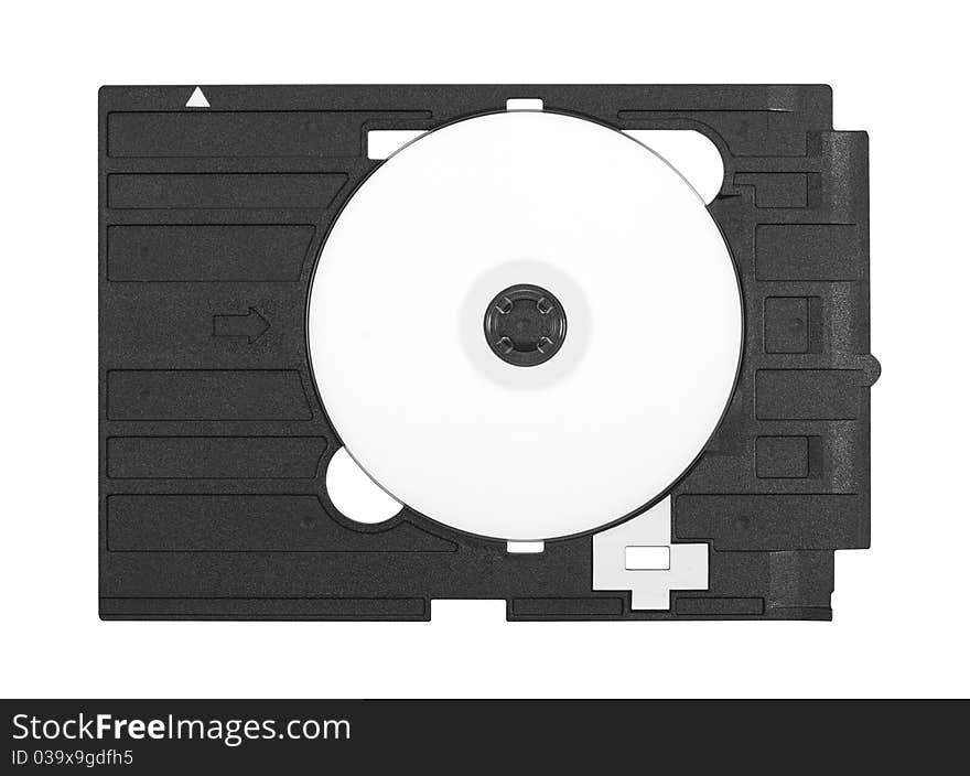 Blank white compact disc on white background.Picture printing on a disk. Blank white compact disc on white background.Picture printing on a disk.