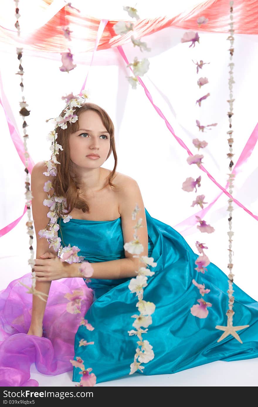 Young beautiful woman with flower. Young beautiful woman with flower