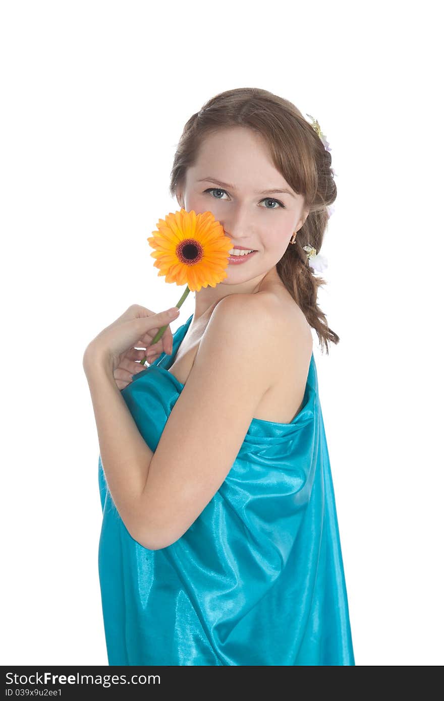 Young beautiful woman with flower. Young beautiful woman with flower