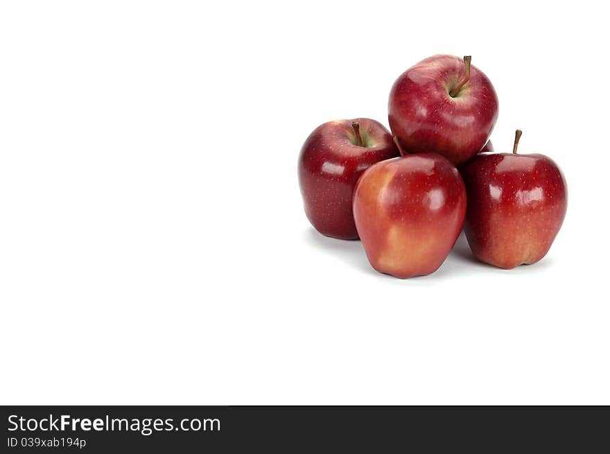 A stack of apples on a white background with space for a message or product. A stack of apples on a white background with space for a message or product