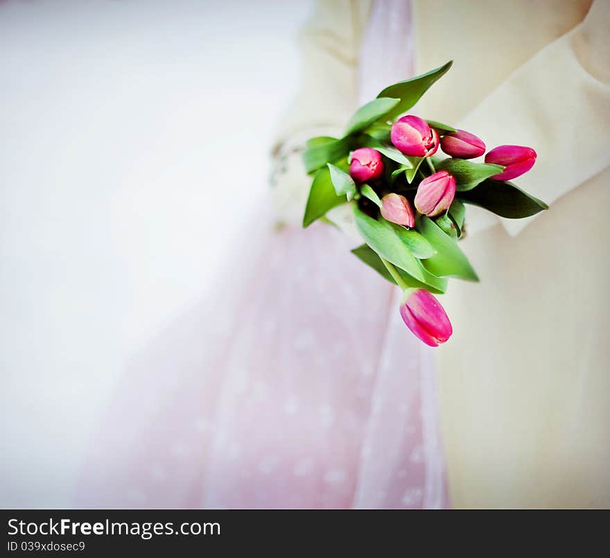 Romantic flowers and white snow. Romantic flowers and white snow