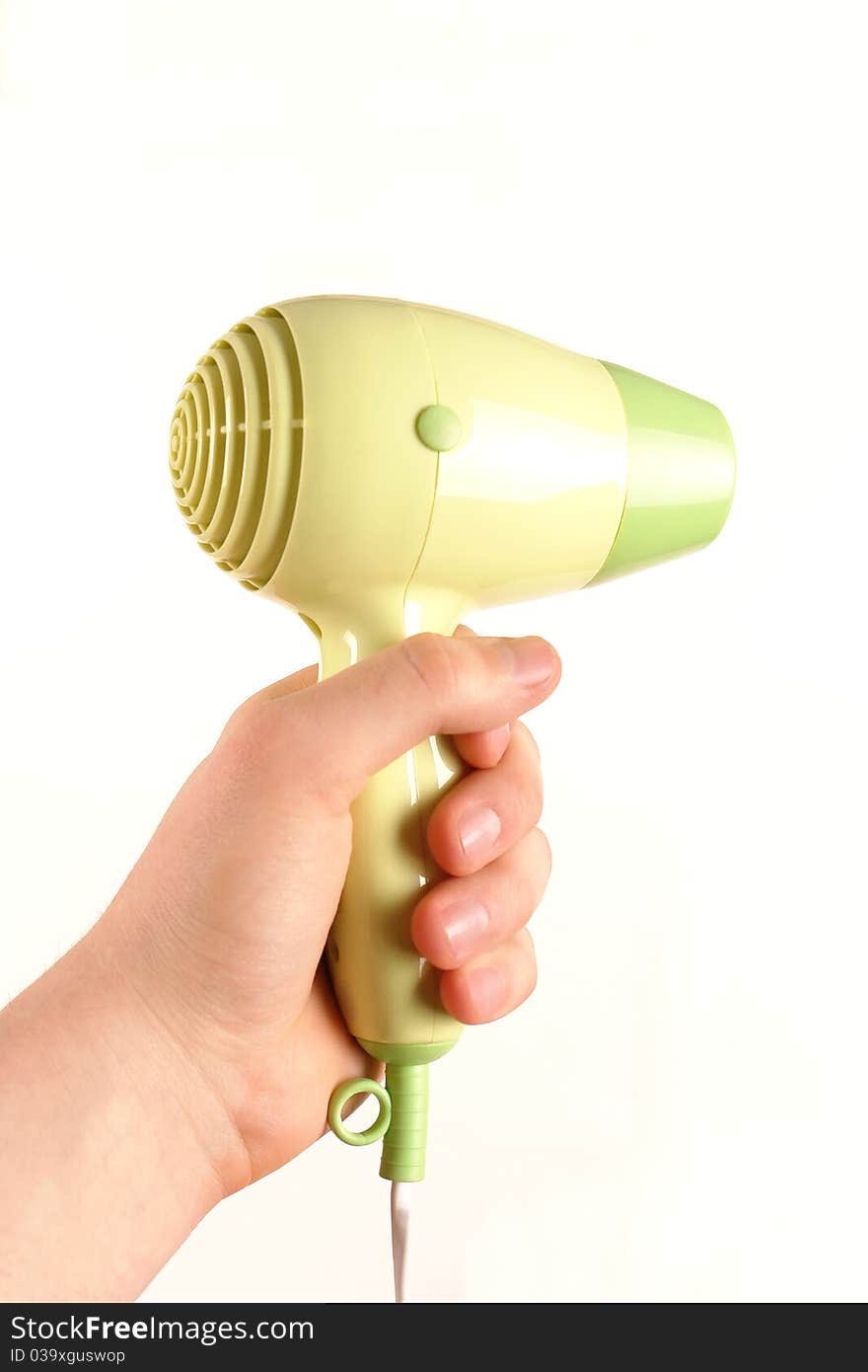 Hair dryer in hand